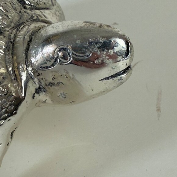 Sea Turtle White Metal Tortoise Sculpture Embossed Silver Tone Nautical Decor - Picture 15 of 15